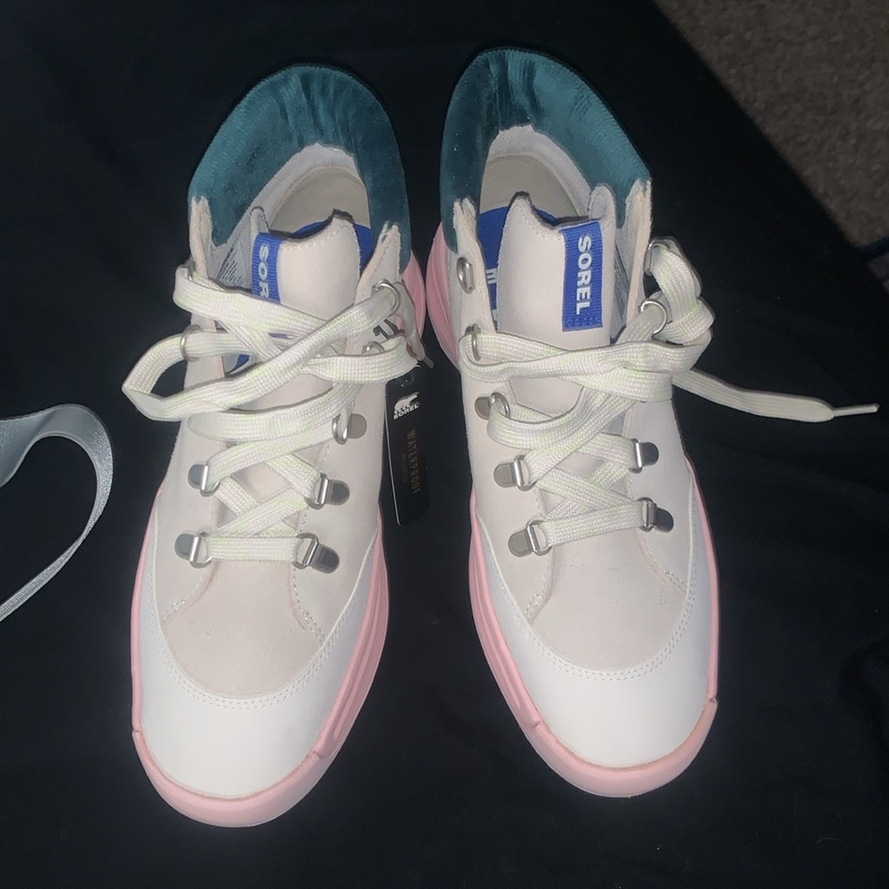 Sorel Women's Sneakers in Cream, Pink, and Teal - Picture 2 of 7
